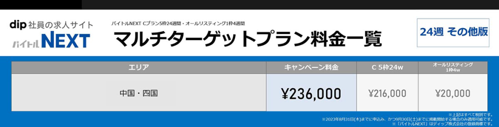 マルチターゲットCプラン24週料金