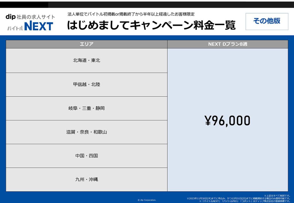 バイトルNEXT初めましてキャンペーンCプラン8週間02